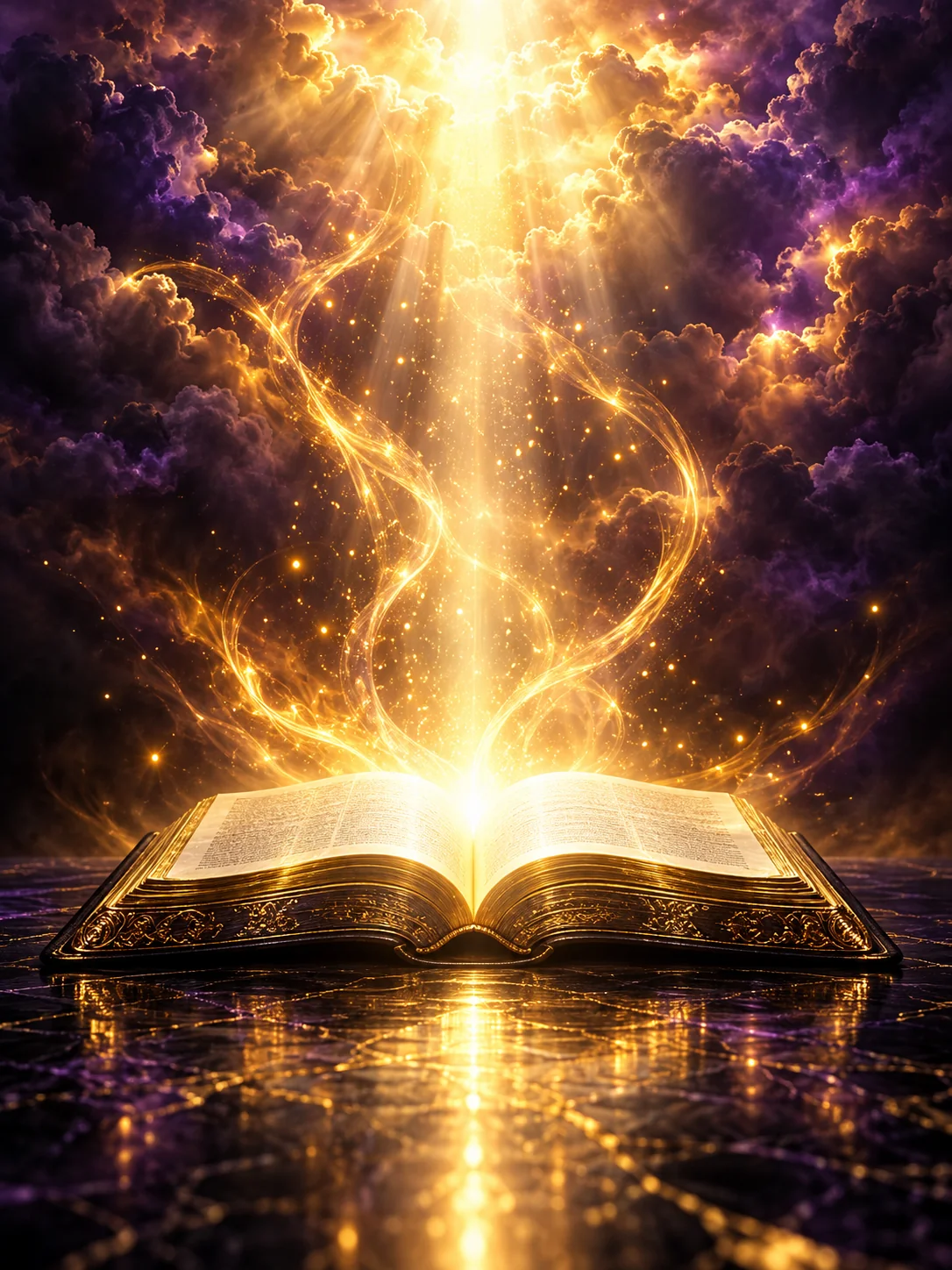 Light rising from an open Bible